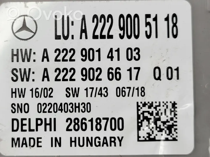 Mercedes-Benz S W222 Module d'éclairage LCM A2229005118