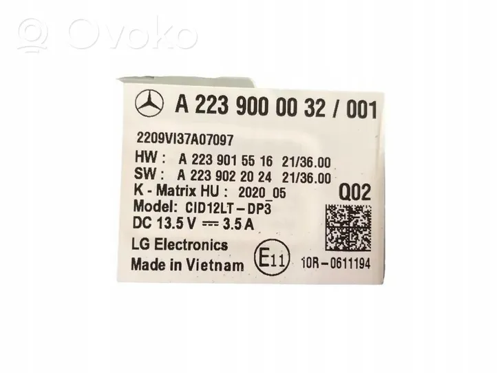 Mercedes-Benz S W223 Monitori/näyttö/pieni näyttö 2239000032