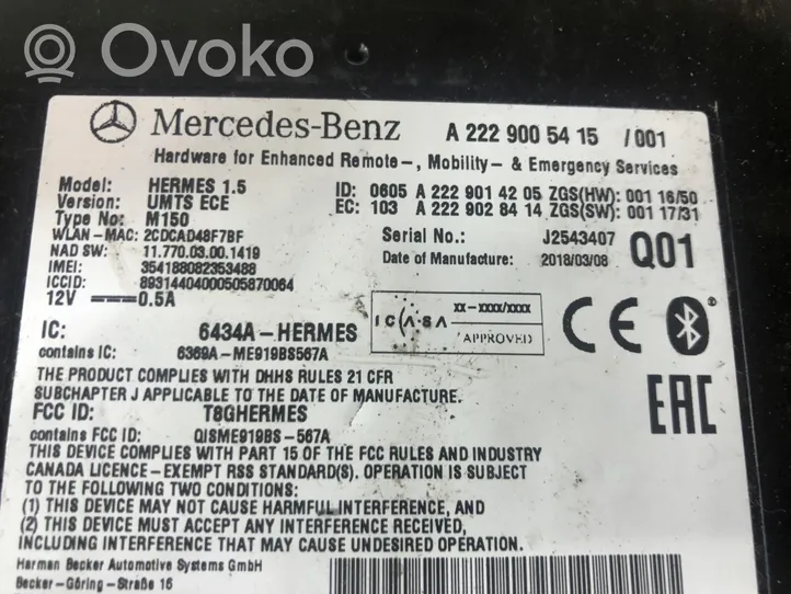 Mercedes-Benz S W222 Centralina/modulo bluetooth A2229005415