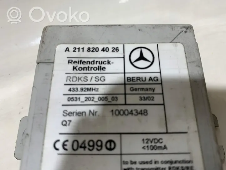 Mercedes-Benz E W211 Centralina della pressione pneumatico A2118204026