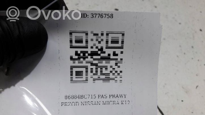 Nissan Micra Pas bezpieczeństwa fotela przedniego 86884BC715