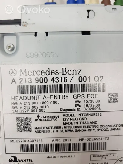 Mercedes-Benz E W213 Radio/CD/DVD/GPS-pääyksikkö A2139004316