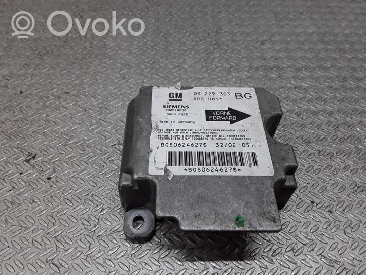 Opel Zafira A Airbag control unit/module 09229303BG