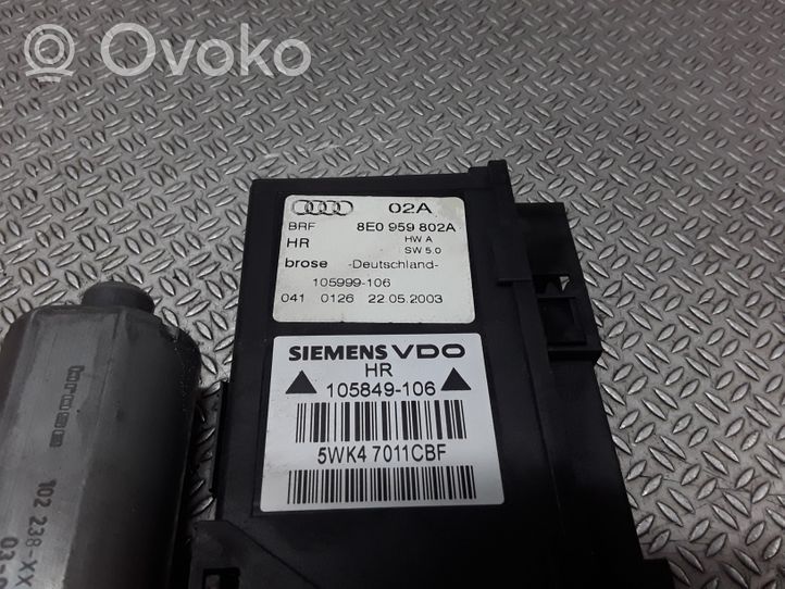 Audi A4 S4 B6 8E 8H Moteur de lève-vitre de porte arrière 8E0959802A