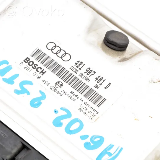 Audi A6 S6 C5 4B Komputer / Sterownik ECU i komplet kluczy 4B1907401D