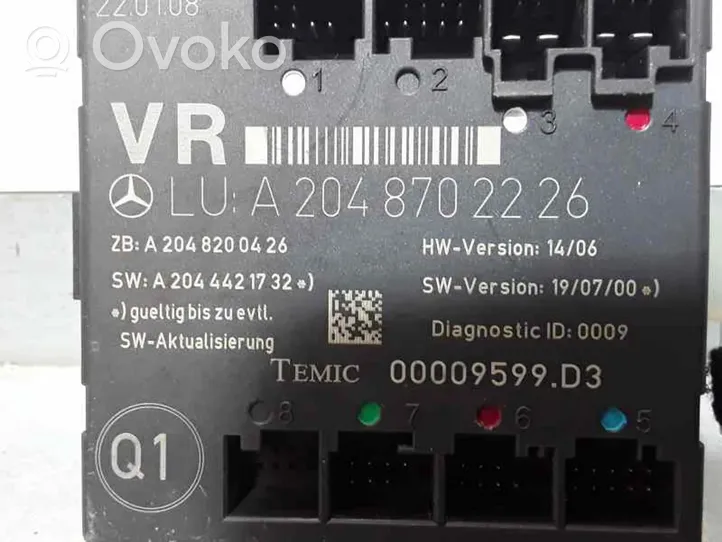 Mercedes-Benz C W204 Moduł / Sterownik komfortu A2048702226