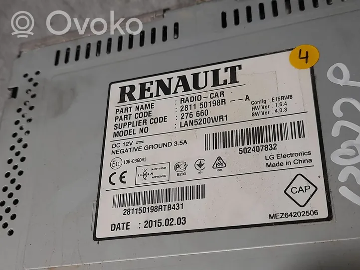 Renault Clio IV Panel / Radioodtwarzacz CD/DVD/GPS 281150198R