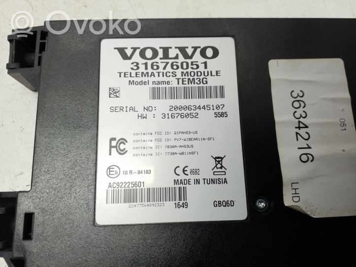 Volvo XC60 Sterownik / Moduł sterujący telefonem 31676051