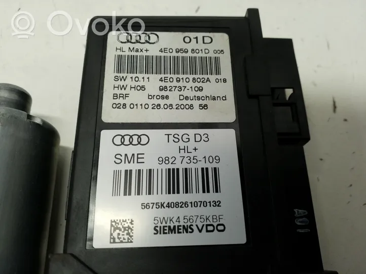 Audi A8 S8 D3 4E Takaoven ikkunan nostomoottori 4E0959801D