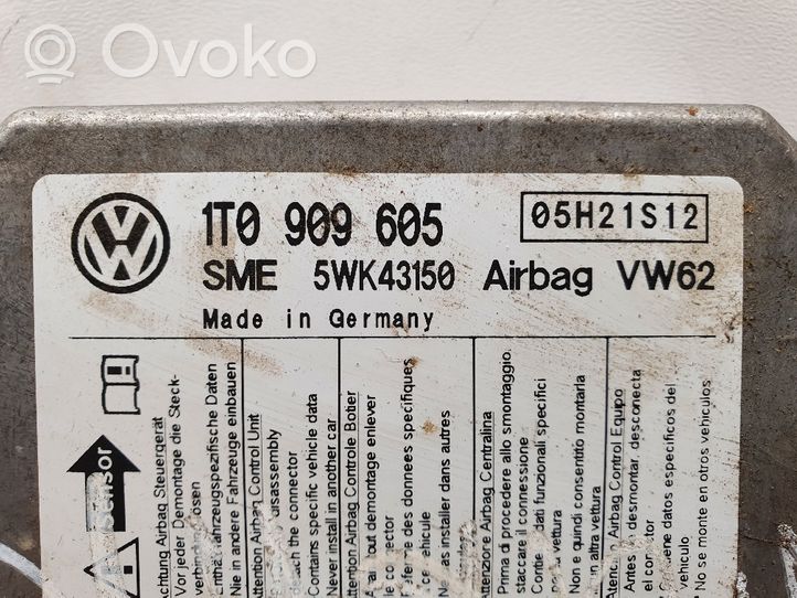 Volkswagen Touran I Turvatyynyn ohjainlaite/moduuli 1T0909605