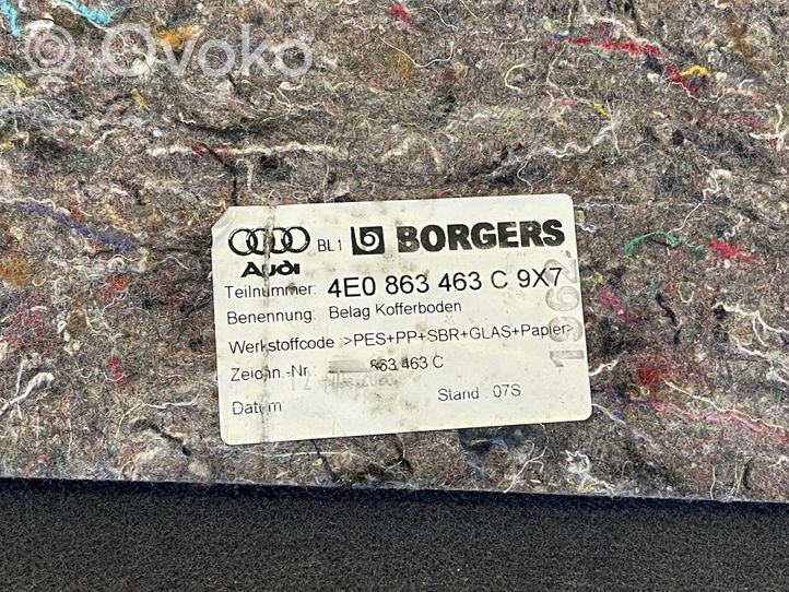 Audi A8 S8 D3 4E Tappeto di rivestimento del fondo del bagagliaio/baule 4E0863463