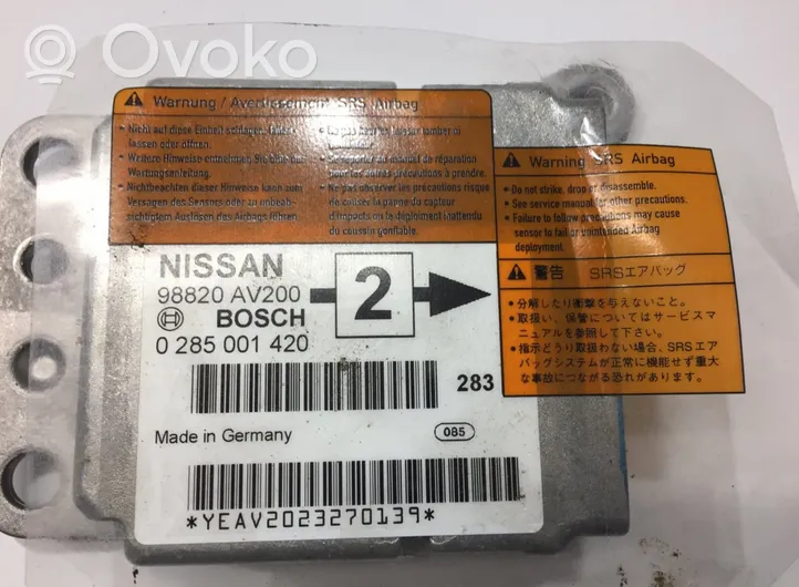 Nissan Primera Turvatyynyn ohjainlaite/moduuli 0285001420