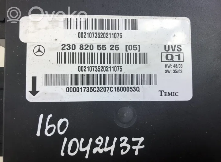 Mercedes-Benz SL R230 Kattoikkunan ohjainlaite/moduuli A2308205526