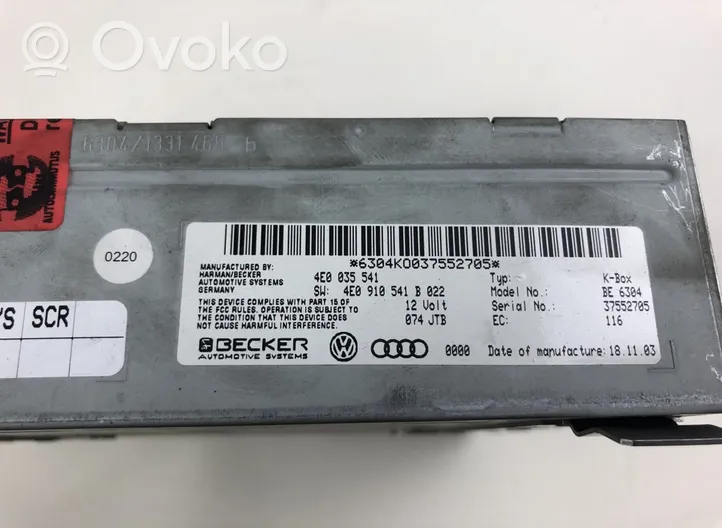 Audi A8 S8 D3 4E Unité principale radio / CD / DVD / GPS BE6388