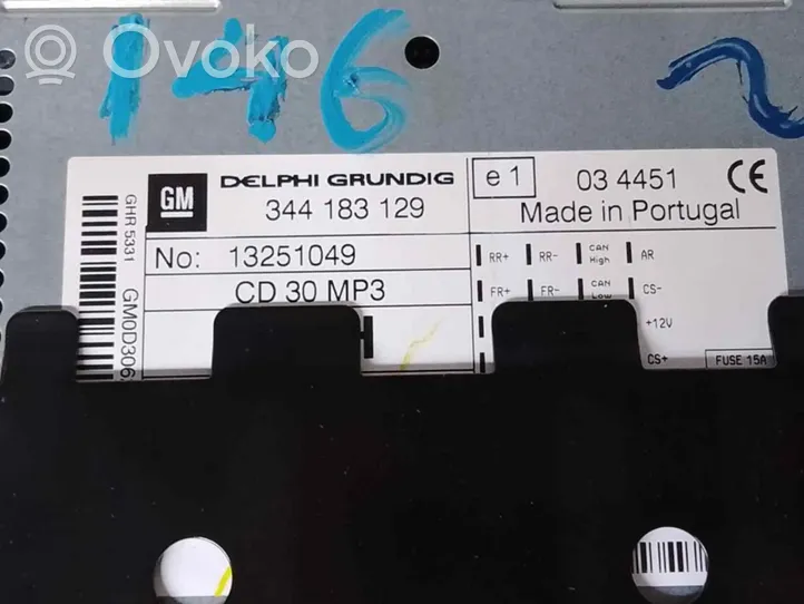 Opel Astra H Radio/CD/DVD/GPS-pääyksikkö 13251049