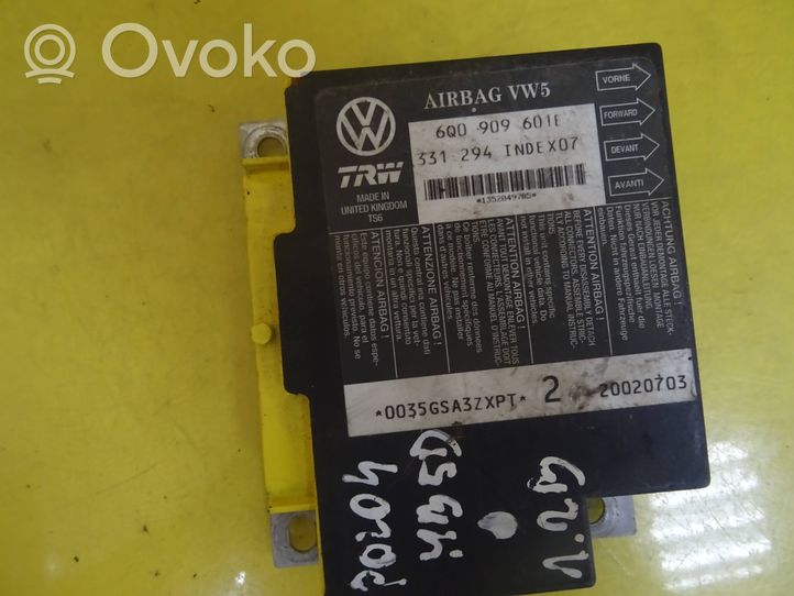 Volkswagen Polo IV 9N3 Sterownik / Moduł Airbag 6Q0909601E