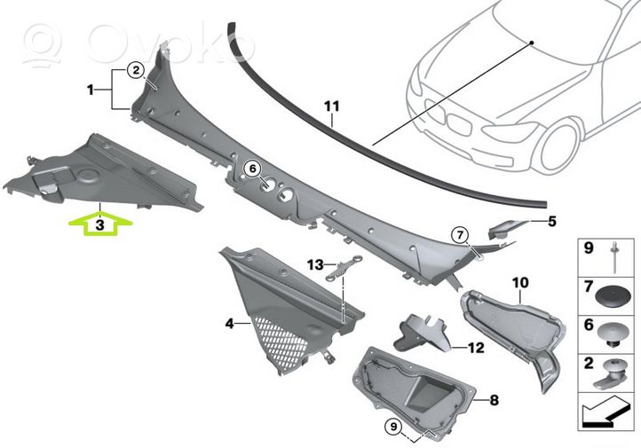 BMW 1 F20 F21 Rivestimento del tergicristallo 7240681