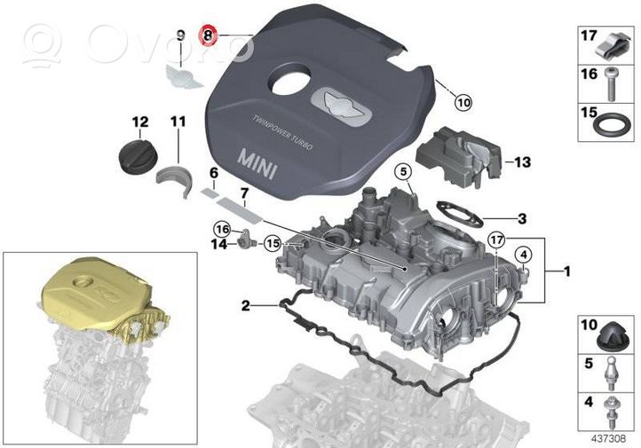 Mini One - Cooper F56 F55 Couvercle cache moteur 11128601635