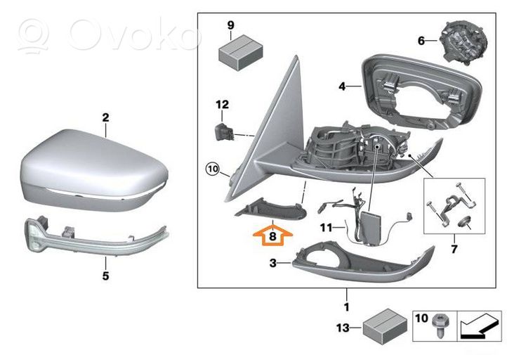 BMW 3 G20 G21 Rétroviseur électrique de porte avant 51169464424	