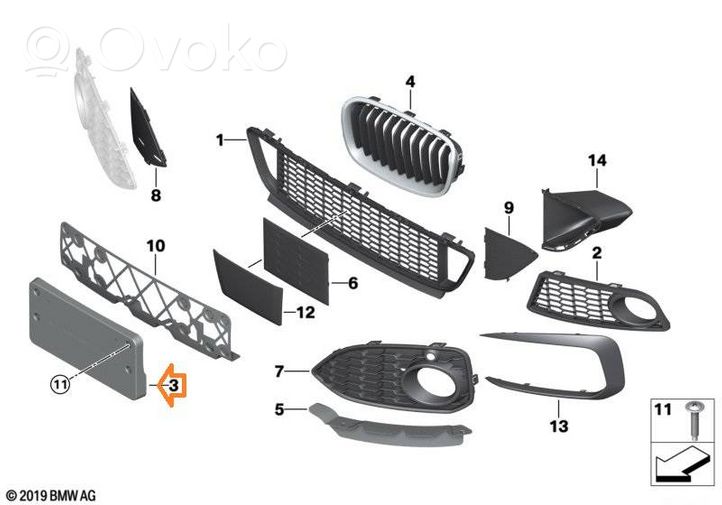 BMW 2 F22 F23 Rekisterikilven kehys/pidike 51118059571