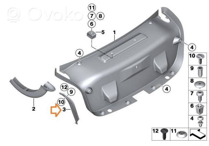 BMW M3 F80 Bagažinės apdailos dangtelis 7290652