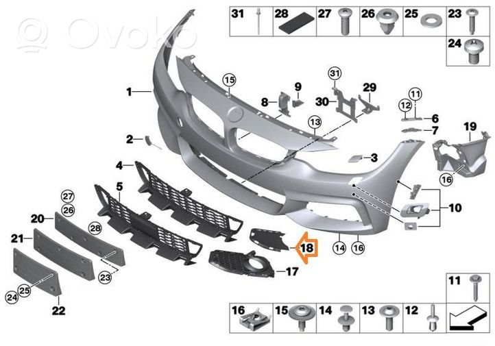 BMW 4 F32 F33 Grille antibrouillard avant KM510246A