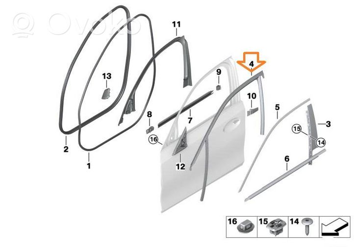 BMW 3 G20 G21 Moulures des vitres de la porte avant 51337407404	