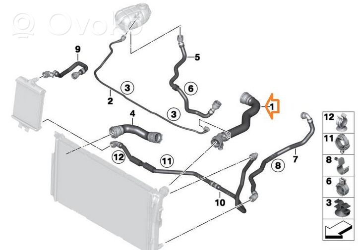 BMW 4 F36 Gran coupe Przewód / Wąż chłodnicy 17127812941