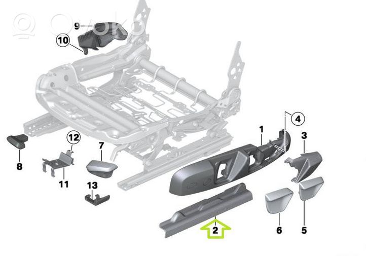 BMW 3 F30 F35 F31 Rivestimento del binario sedile anteriore del conducente 7243558