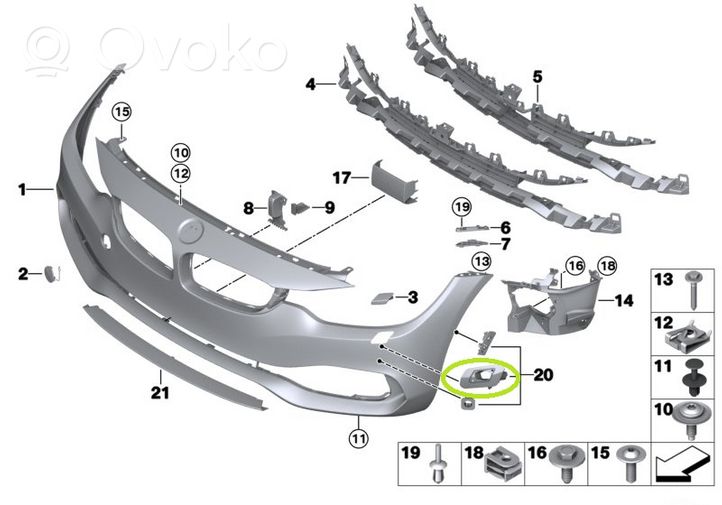 BMW 4 F32 F33 Etupysäköintitutkan anturin pidike (PDC) KM510242A