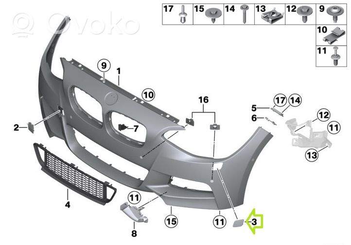 BMW 2 F22 F23 Cache gicleur, capuchon de buse de pulvérisation de lave-phares 8058871