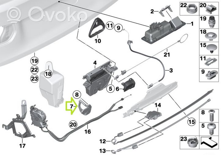 BMW 3 F30 F35 F31 Boucle de verrouillage porte battante / crochet de levage 7255634