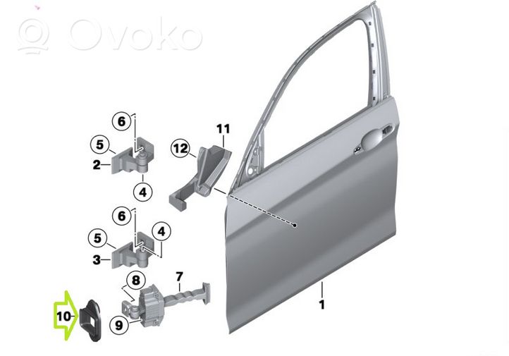 BMW 3 F30 F35 F31 Cerniera finecorsa della portiera anteriore 7263987