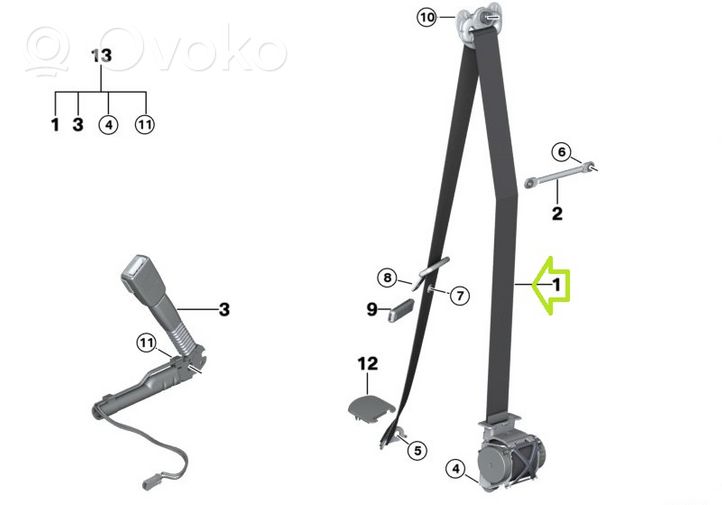 BMW 2 F22 F23 Ceinture de sécurité avant 7265809