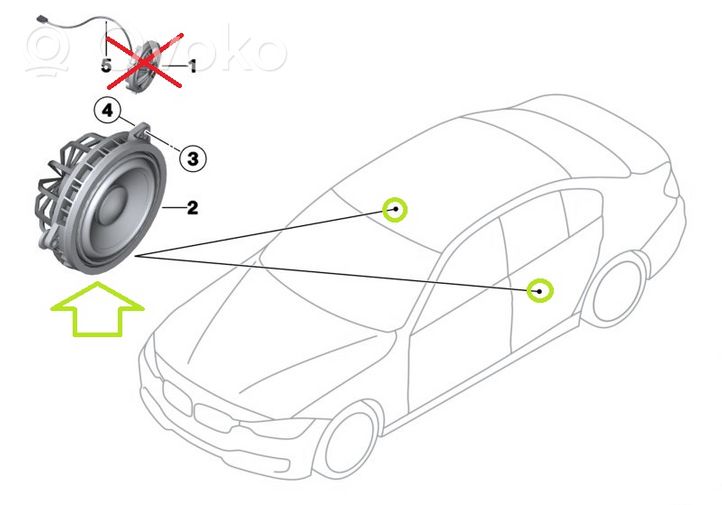 BMW 3 F30 F35 F31 Altoparlante portiera posteriore 9288769