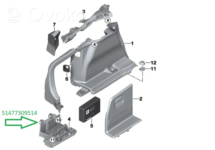 BMW 4 F36 Gran coupe Rivestimento pannello inferiore del bagagliaio/baule 7361787