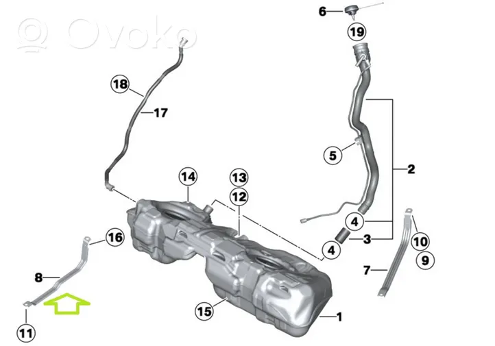 BMW 2 F22 F23 Staffa di fissaggio del serbatoio del carburante 7260945