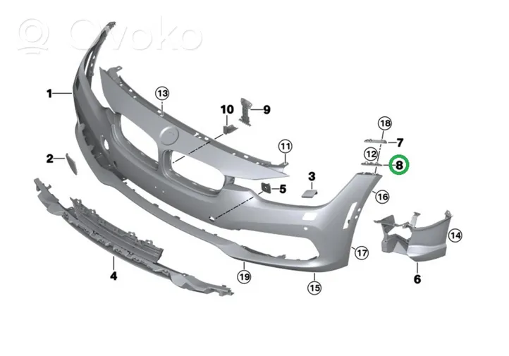 BMW 3 F30 F35 F31 Etupuskurin kannake 7279711