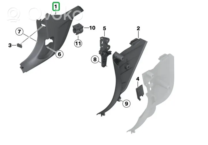 BMW M4 F82 F83 Kojelaudan sivupäätyverhoilu 7315129