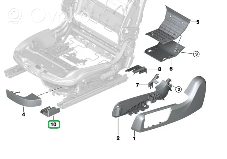 BMW M4 F82 F83 Rivestimento del binario sedile anteriore del conducente 7297350