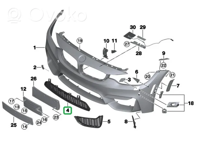 BMW M3 F80 Mascherina inferiore del paraurti anteriore 8054294