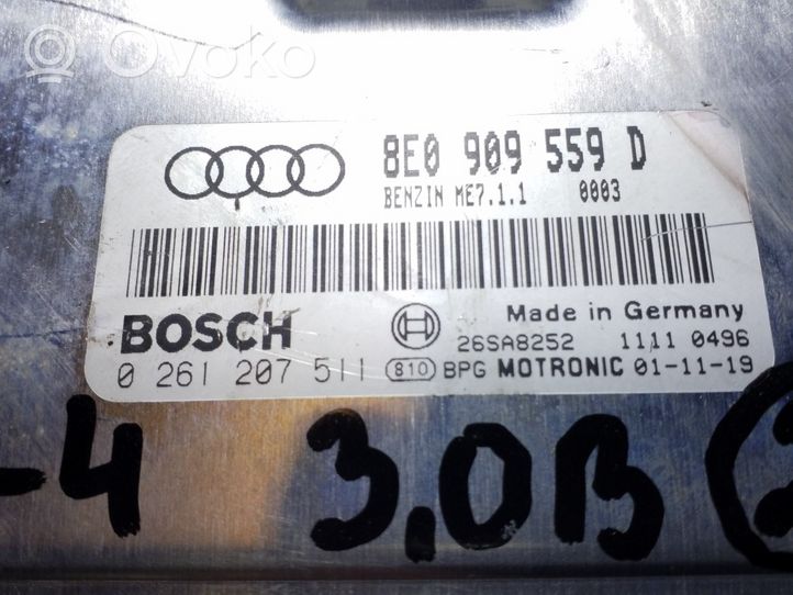 Audi A4 S4 B6 8E 8H Unité de commande, module ECU de moteur 8E0909559D