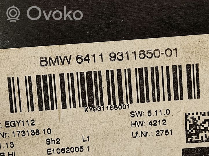 BMW 3 F30 F35 F31 Ilmastointi-lämmityslaitteen ohjausjärjestelmä 9311850