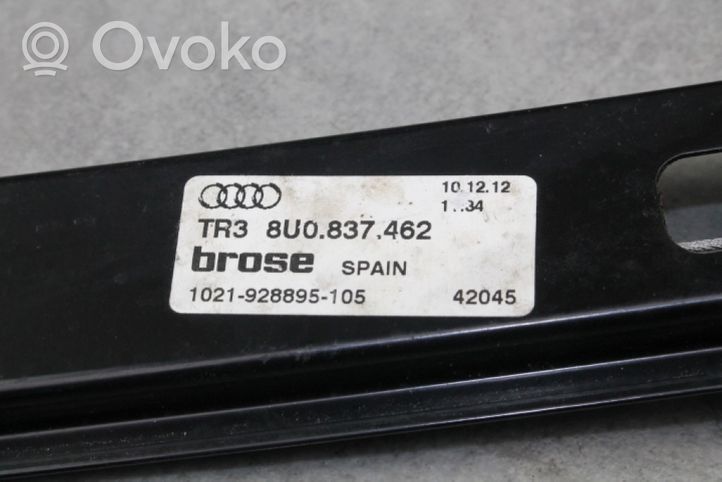 Audi Q3 8U Priekšpusē elektriskais loga pacelšanas mehānisms bez motoriņa 8U0837462