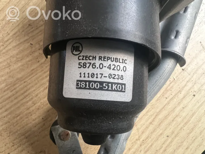 Opel Agila B Mechanizm i silniczek wycieraczek szyby przedniej / czołowej 3810051K01