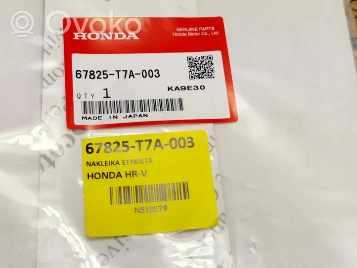 Honda HR-V Autres insignes des marques 67825-T7A-003