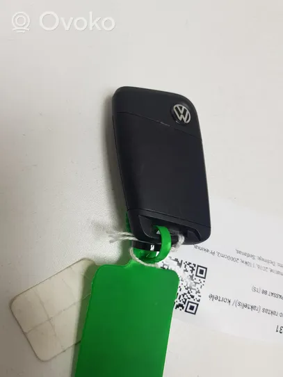 Volkswagen PASSAT B8 Užvedimo raktas (raktelis)/ kortelė 