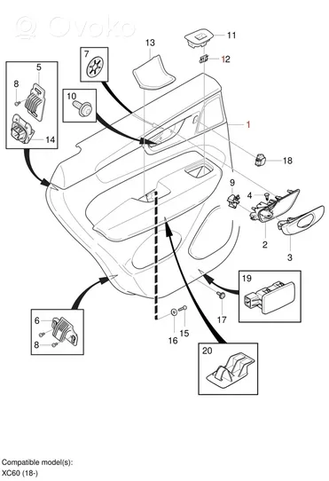 Volvo XC60 Boczki / Poszycie drzwi tylnych 30747842