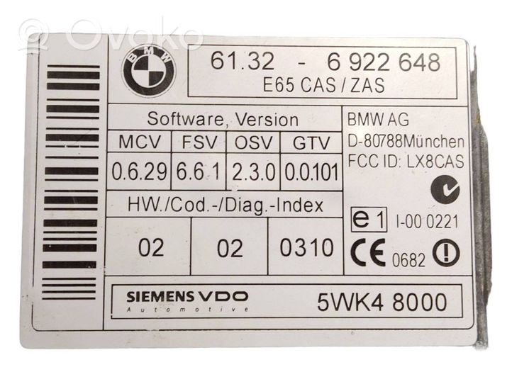 BMW 7 E65 E66 Kit calculateur ECU et verrouillage 7793273