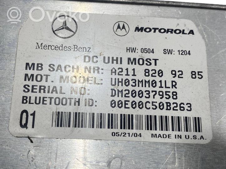 Mercedes-Benz C W203 Module unité de contrôle Bluetooth A2118209285